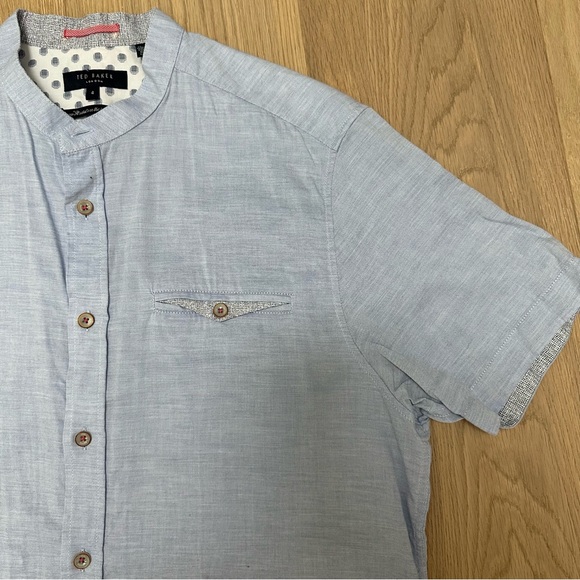 TED BAKER Grandad Collar Short Sleeve Shirt - Picture 4 of 10